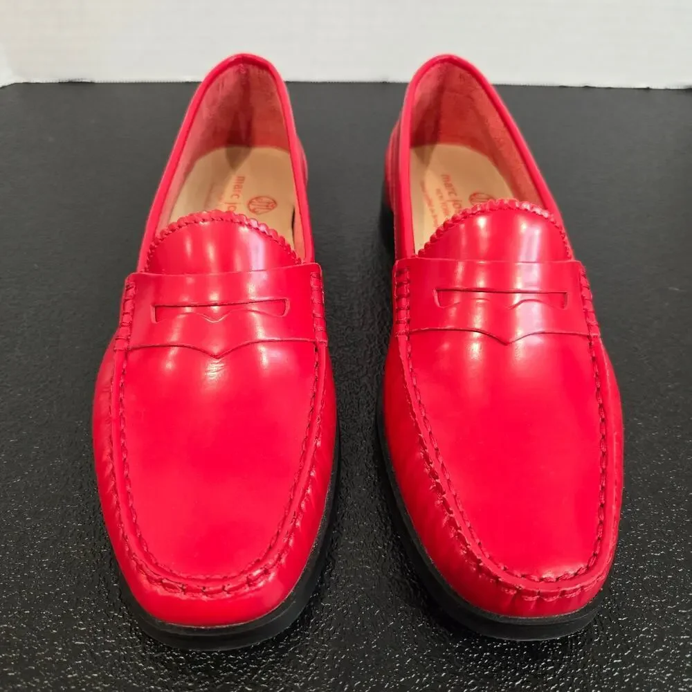 Red Women’s Penny Loafers - Classic Slip-On Flats